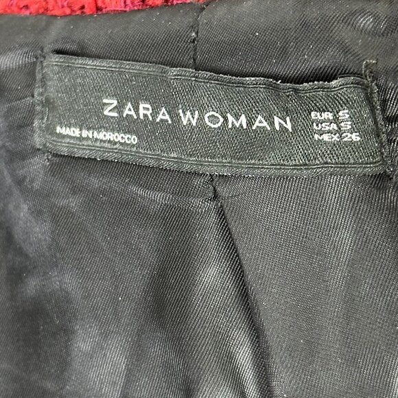 Zara Blogger Favourite Long Tweed Blazer Burgundy - Picture 7 of 14